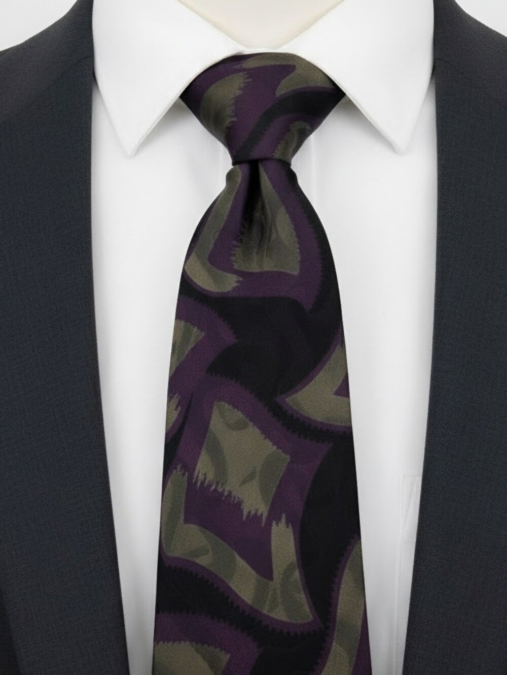Screenplay by Martin Wong Elegant Purple, Black  & Olive Men's Tie